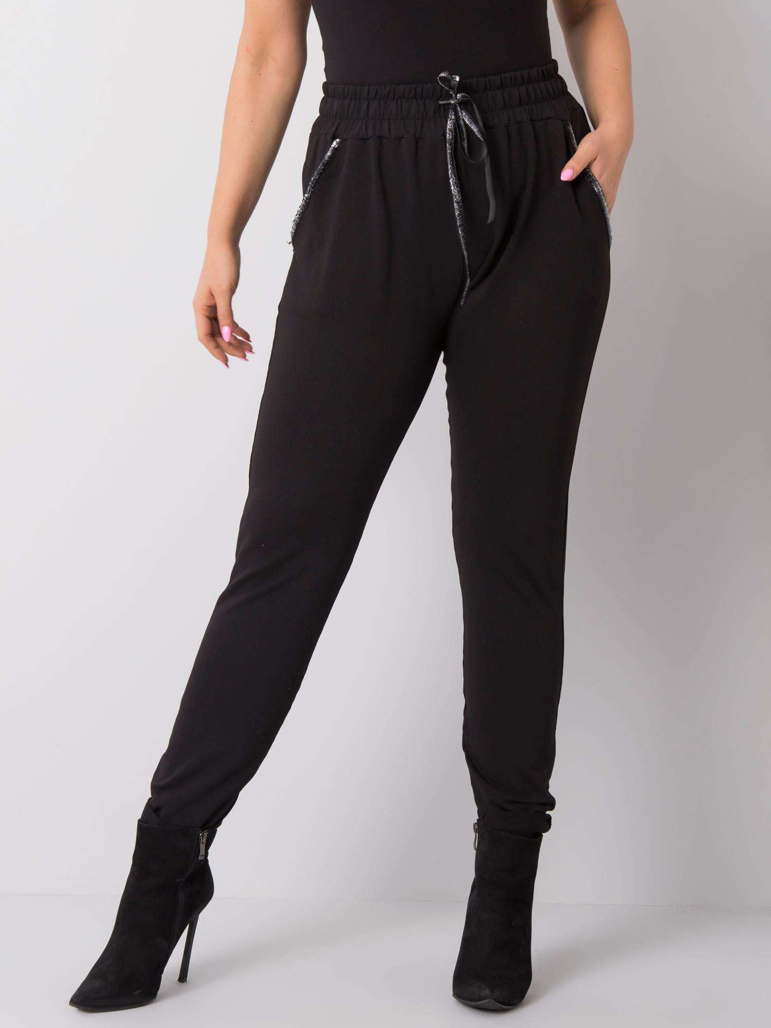 Czarne bawełniane spodnie plus size