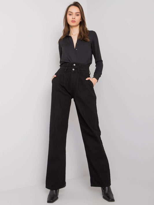 Czarne szerokie jeansy high waist