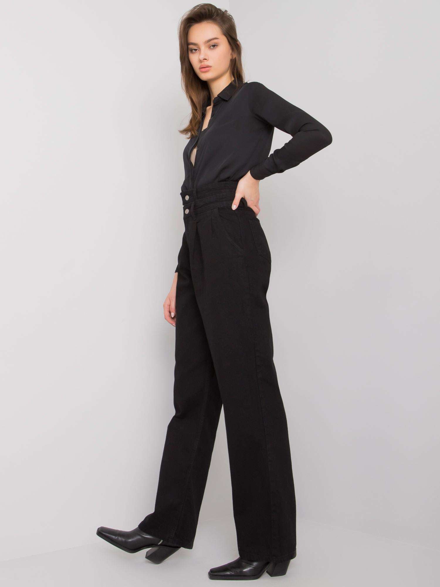 Czarne szerokie jeansy high waist