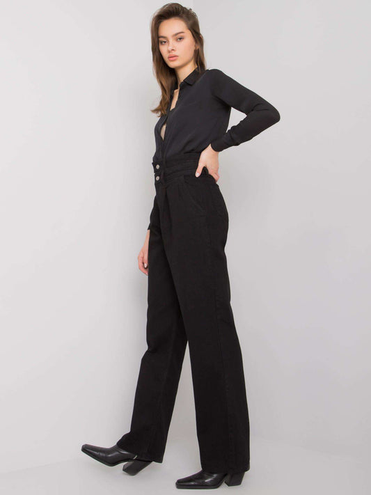Czarne szerokie jeansy high waist