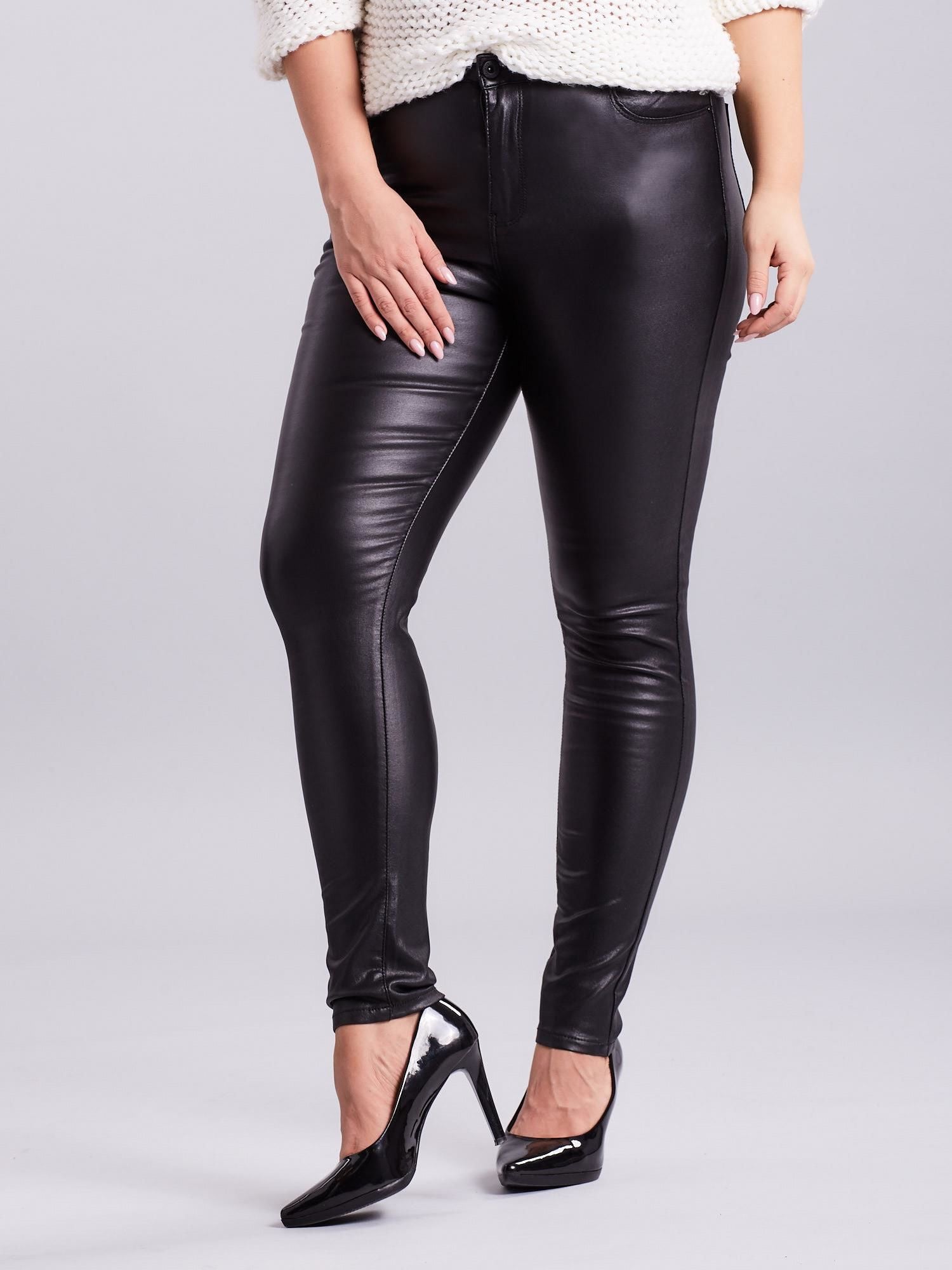 Woskowane spodnie czarne PLUS SIZE
