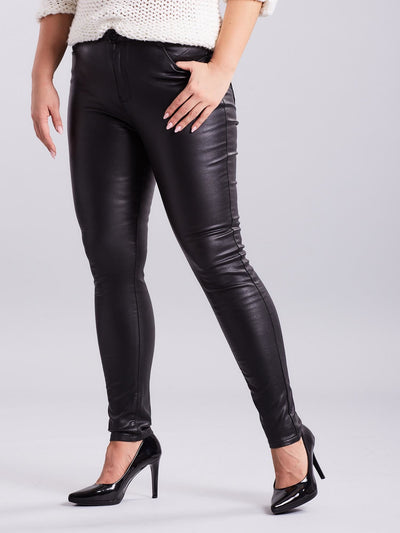 Woskowane spodnie czarne PLUS SIZE