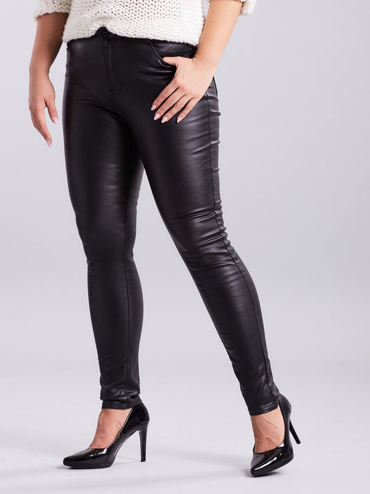 Woskowane spodnie czarne PLUS SIZE