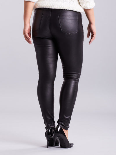 Woskowane spodnie czarne PLUS SIZE