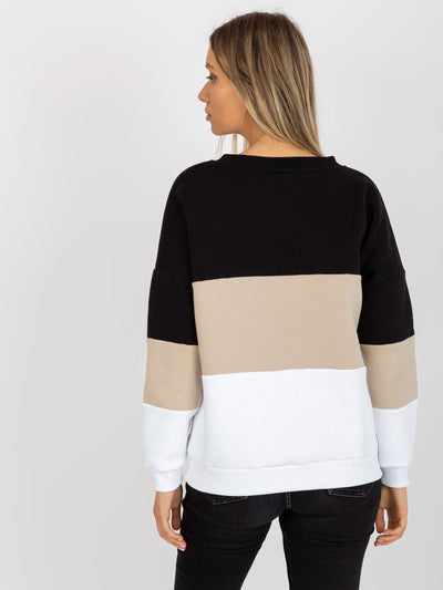 Czarno-beżowa dresowa bluza basic z dekoltem V