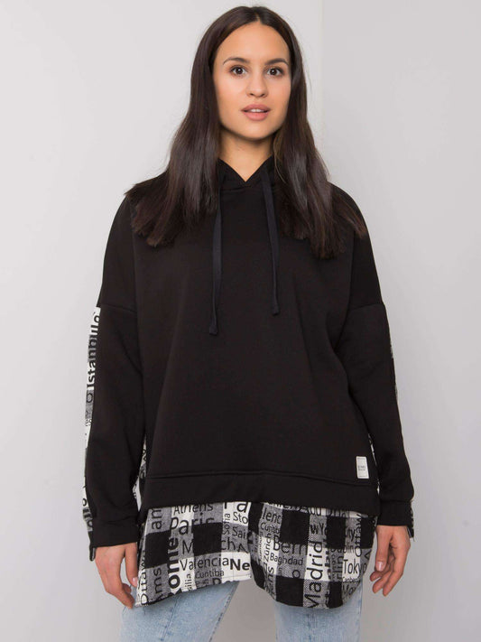 RUE PARIS Czarna luźna bluza z kapturem