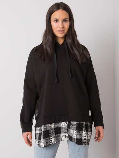 RUE PARIS Czarna luźna bluza z kapturem
