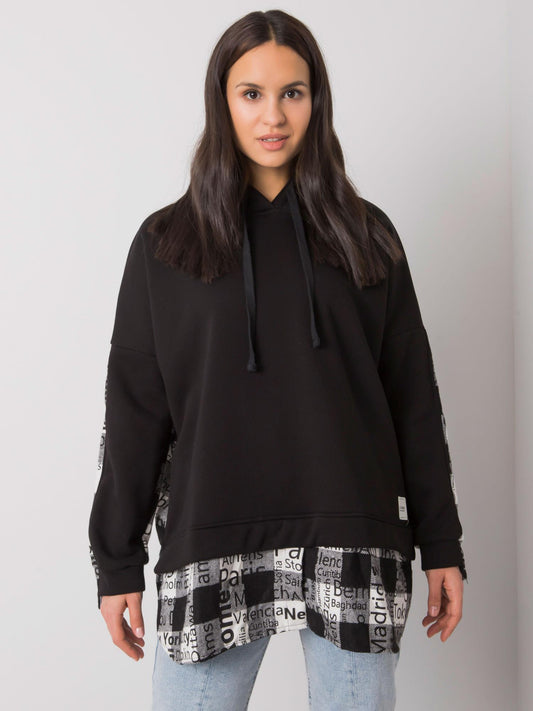 RUE PARIS Czarna luźna bluza z kapturem