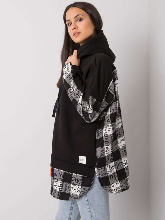 RUE PARIS Czarna luźna bluza z kapturem