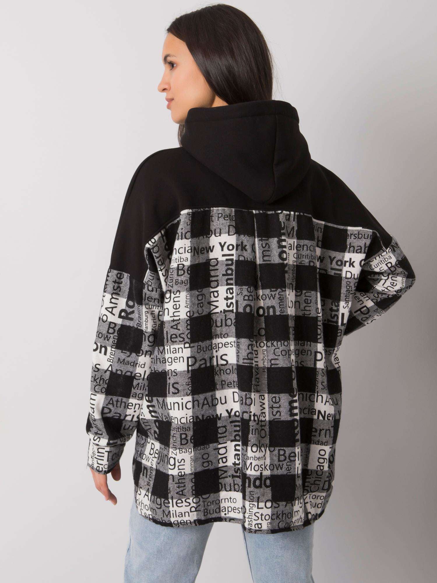 RUE PARIS Czarna luźna bluza z kapturem