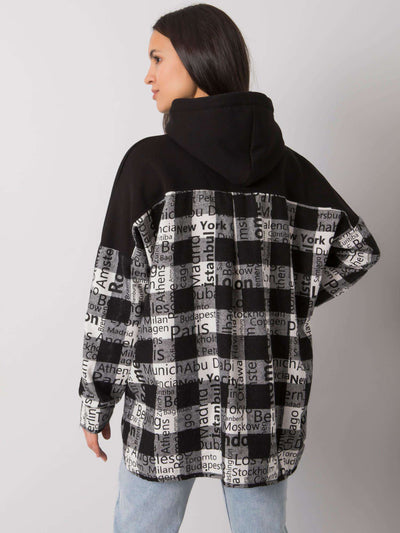 RUE PARIS Czarna luźna bluza z kapturem