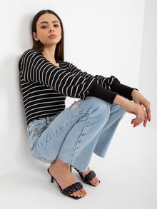 Czarno-biała dopasowana bluzka w prążek BASIC FEEL GOOD