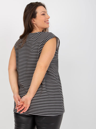 Czarno-biały top plus size w paski