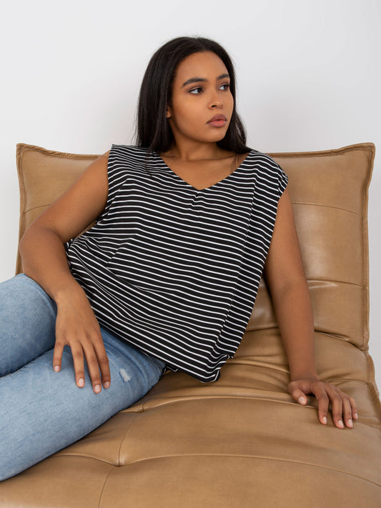 Czarno-biały luźny top plus size