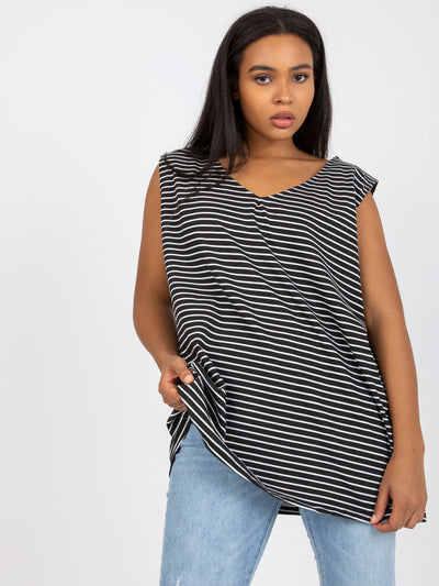 Czarno-biały luźny top plus size