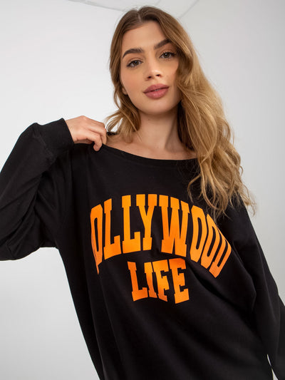 Czarno-pomarańczowa długa bluza oversize z napisem