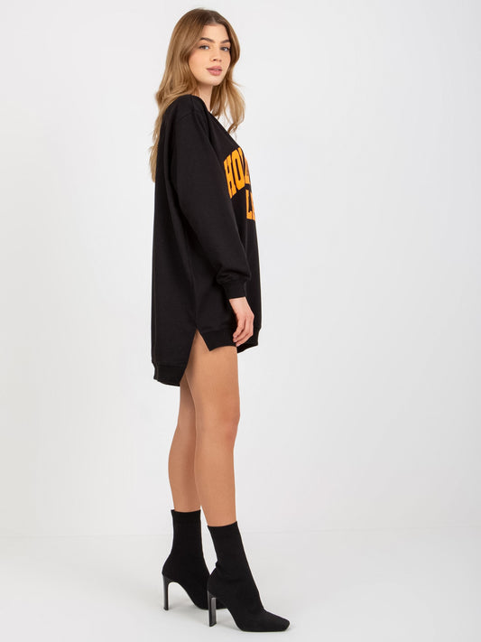 Czarno-pomarańczowa długa bluza oversize z napisem
