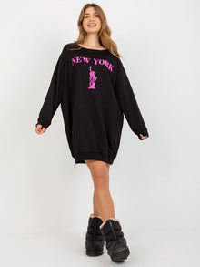 Czarno-różowa długa bluza oversize z nadrukiem