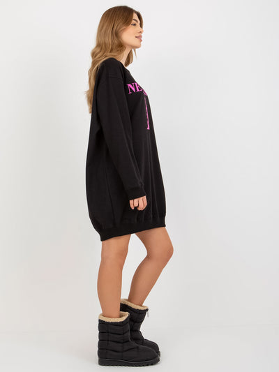 Czarno-różowa długa bluza oversize z nadrukiem