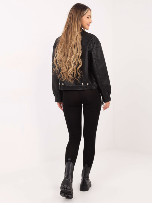 RUE PARIS Czarno-srebrne legginsy