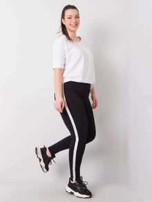 Czarno-srebrne legginsy plus size