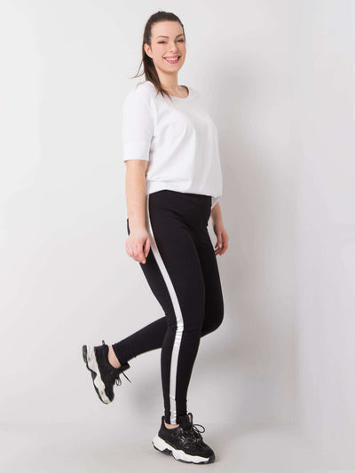 Czarno-srebrne legginsy plus size