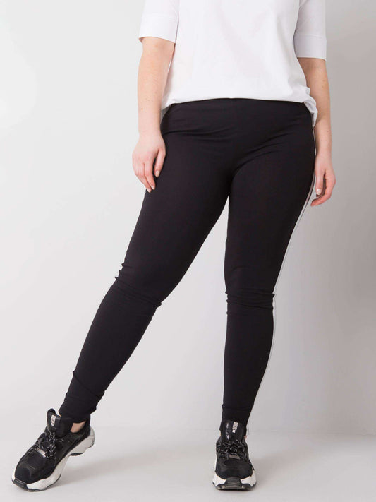 Czarno-srebrne legginsy plus size