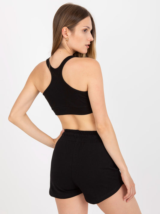 RUE PARIS Czarny crop top basic z zamkiem