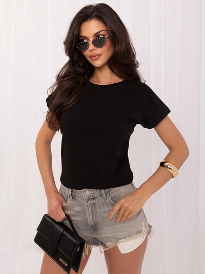 Czarny bawełniany damski t-shirt basic
