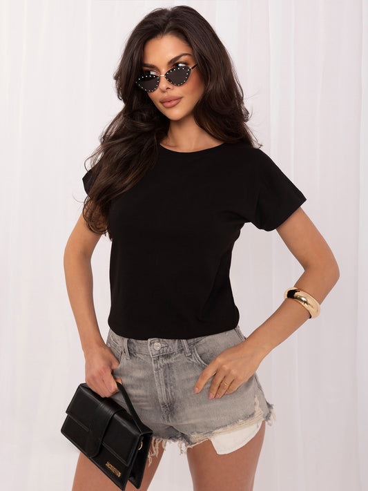 Czarny bawełniany damski t-shirt basic