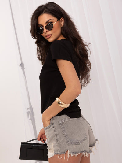 Czarny bawełniany damski t-shirt basic