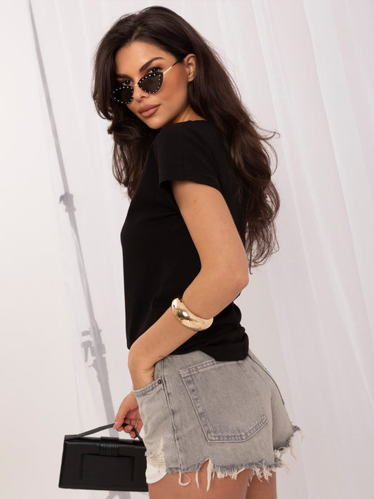 Czarny bawełniany damski t-shirt basic
