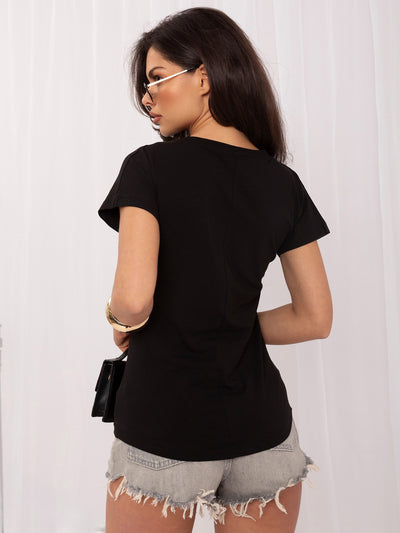 Czarny bawełniany damski t-shirt basic