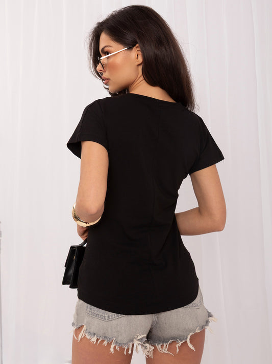 Czarny bawełniany damski t-shirt basic