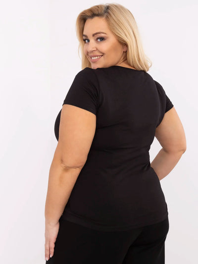 Czarny t-shirt plus size w jednolitym kolorze