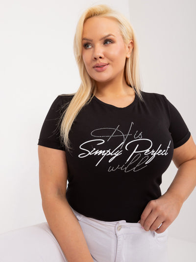 Czarny damski t-shirt plus size z nadrukiem