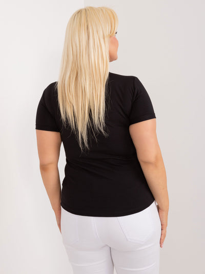 Czarny damski t-shirt plus size z nadrukiem