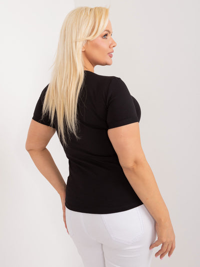 Czarny damski t-shirt plus size z nadrukiem