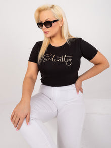 Czarny damski t-shirt plus size z okrągłym dekoltem