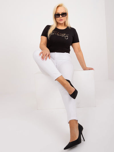 Czarny damski t-shirt plus size z okrągłym dekoltem