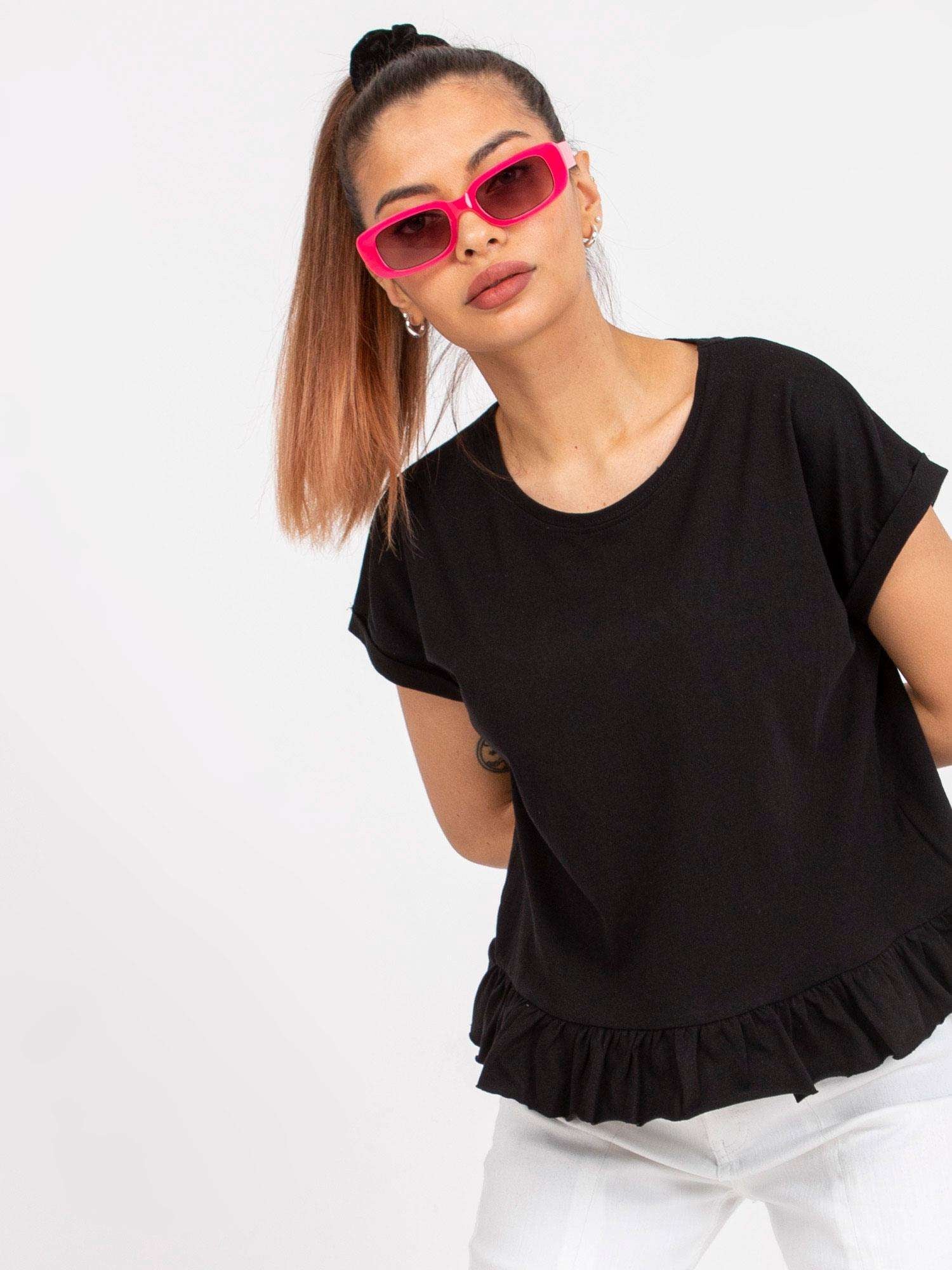 MAYFLIES Czarny t-shirt damski z bawełny