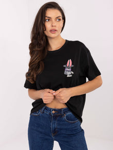 SUBLEVEL Czarny t-shirt z nadrukiem na plecach