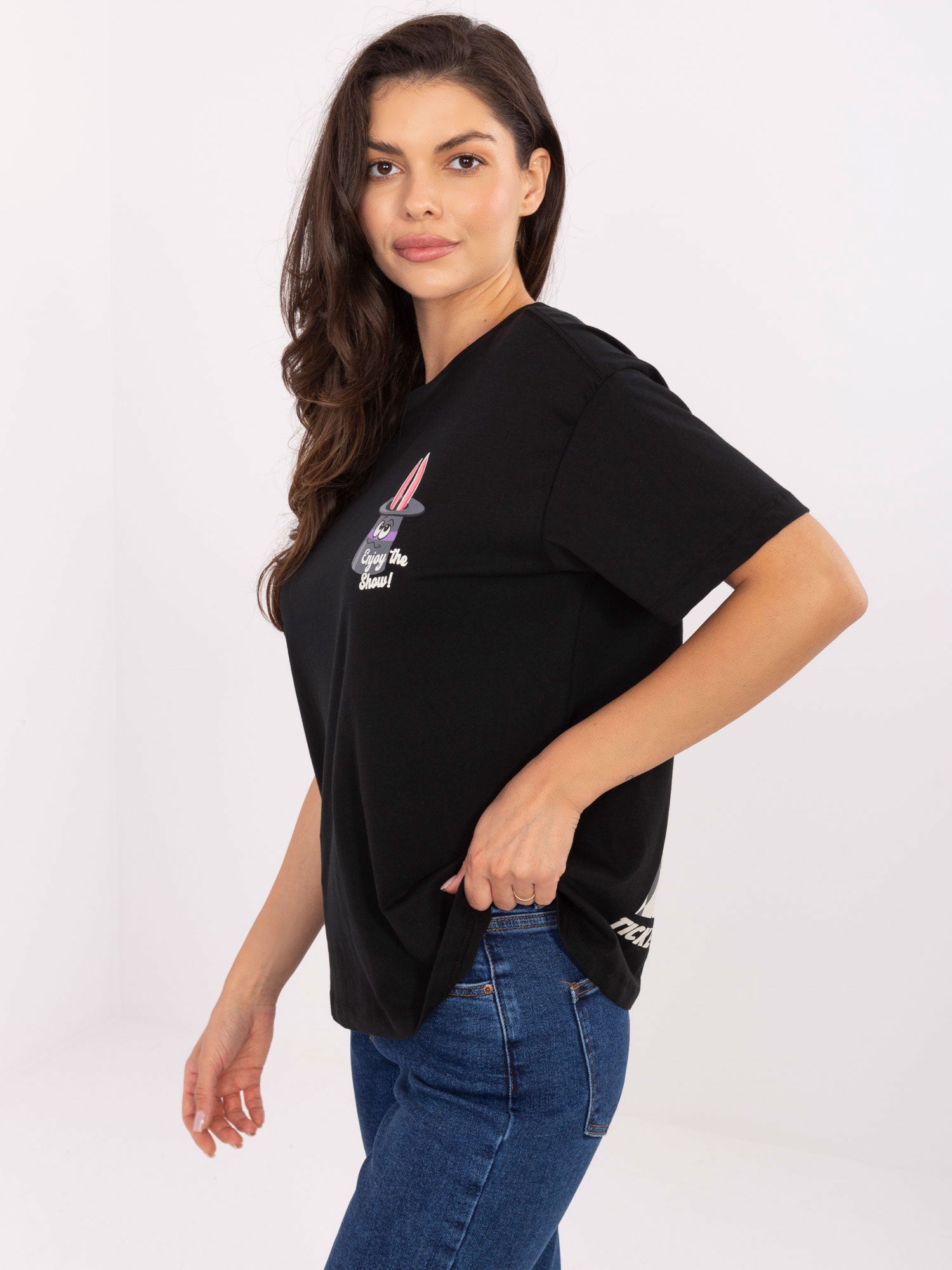 SUBLEVEL Czarny t-shirt z nadrukiem na plecach
