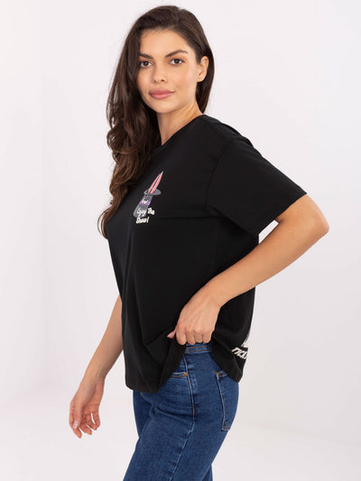 SUBLEVEL Czarny t-shirt z nadrukiem na plecach