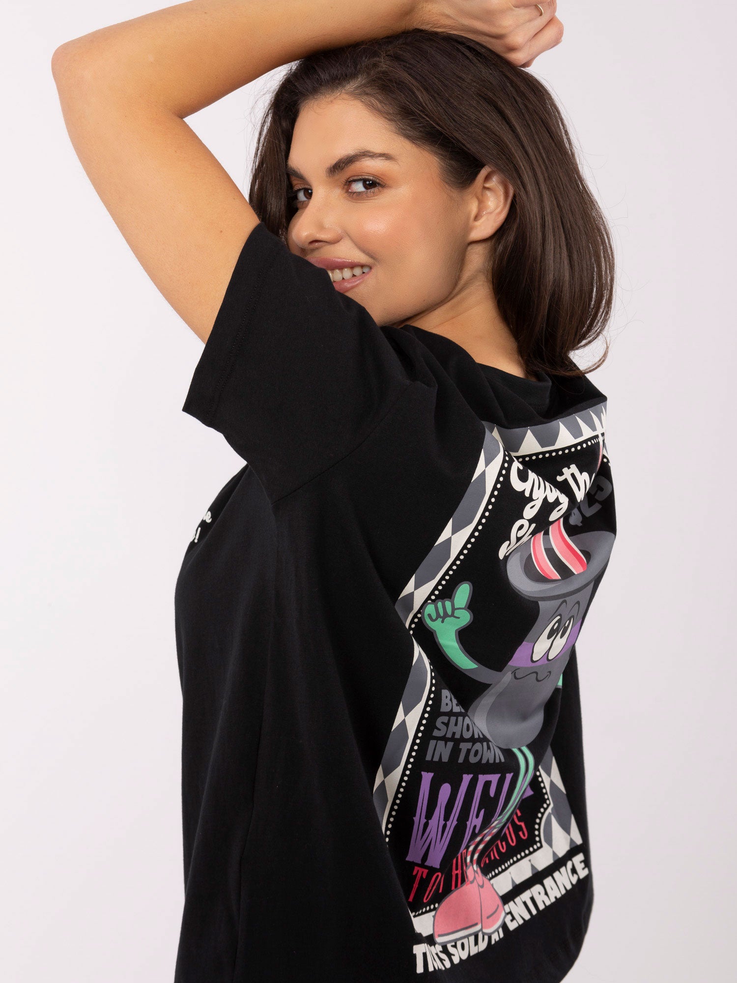 SUBLEVEL Czarny t-shirt z nadrukiem na plecach