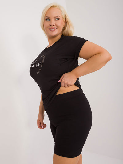 Czarny t-shirt plus size z okrągłym dekoltem