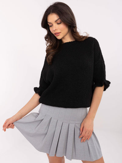Czarny damski sweter oversize ze ściągaczami