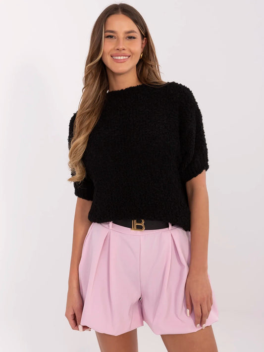 Czarny sweter oversize z domieszką alpaki
