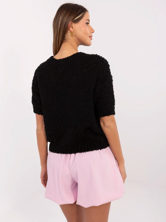 Czarny sweter oversize z domieszką alpaki