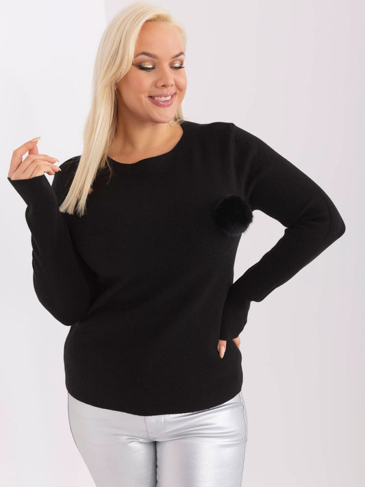 Czarny dzianinowy sweter plus size z wiskozą